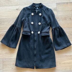 INC International Concepts Black Bell Sleeve Pea Coat